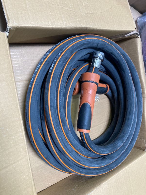 Photo 1 of Giraffe Tools Garden Hose 25ft x 5/8", Water Hose Heavy Duty, Flexible, Lightweight Hybrid Hose with Swivel Handle, Male to Female Fittings, Burst 600 PSI