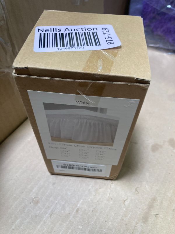 Photo 1 of Biscaynebay Wrap Around Bed Skirts for Full & Full XL Beds Extra Short Drop of 9", White Elastic Dust Ruffles Easy Fit Wrinkle and Fade Resistant Silky Luxurious Fabric Solid Machine Washable