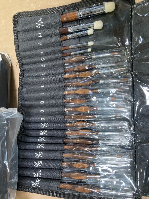 Photo 1 of Nicpro Miniature Paint Brushes Dry Brush - 21PCS Model Paint Brush Set with Cloth Roll for Acrylic Oil Watercolor, Detail Paint Brush Drybrush for Model, Miniature Painting, Paint by Numbers, Craft