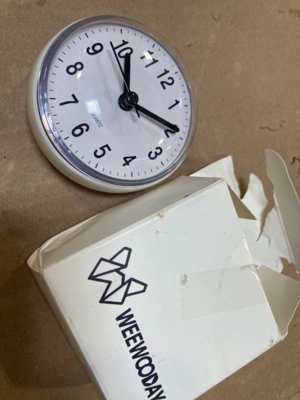 Photo 1 of Weewooday Waterproof Bathroom Clock Small Digital White Shower Wall Clock with Easy Reading Face for Bathroom Pool Supplies(Suction Cup)