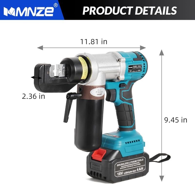 Photo 1 of Electric Hydraulic Cable Lug Crimping Tool 12 AWG to 2/0 AWG Rechargeable Hydraulic Electrical Terminal Cable Lug Wire Crimping Crimper Tool Kits with 8 Dies
