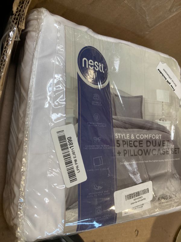 Photo 1 of Nestl White Duvet Cover King Size - Soft Double Brushed King Duvet Cover Set, 3 Piece, with Button Closure, 1 Duvet Cover 104x90 inches and 2 Pillow Shams