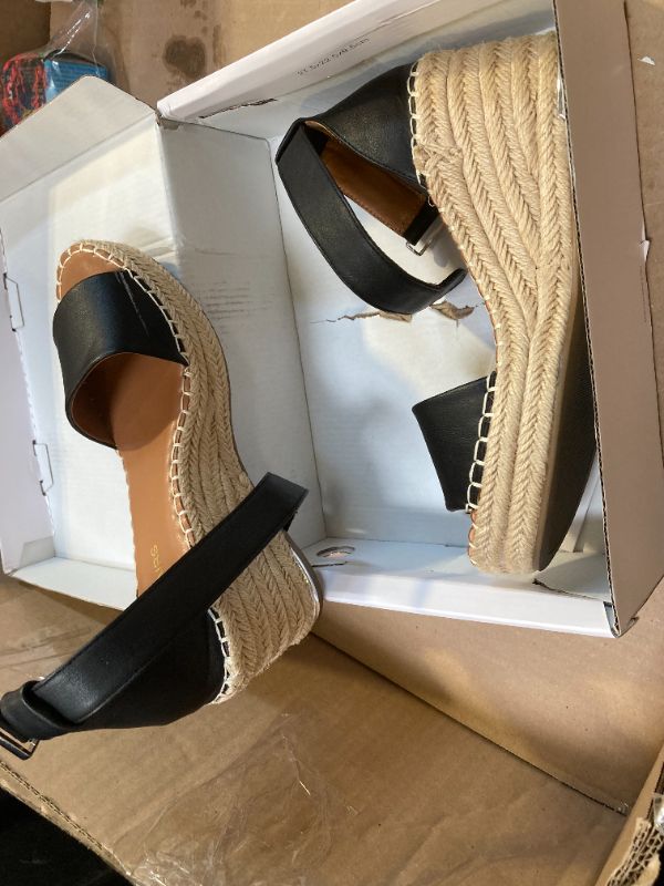 Photo 1 of 8---DREAM PAIRS Women's Wedge Sandals Open Toe Espadrilles Sandals Comfortable Dressy Ankle Strap Platform Sandals Suitable for Work Beach Summer Shoes,Size 8,Black,DWUMPS2505