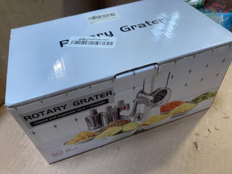 Photo 1 of Ourokhome Rotary Cheese Grater Hand Crank, Kitchen Shredder Speed Mandolin Slicer Nuts Grinder with Handle and Drum Blades for Cheese, Vegetable, Walnuts, Chocolate, Potato, Carrot, 3 Blades, White