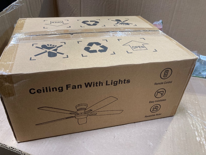 Photo 1 of Ohniyou Ceiling Fans with Lights, 52'' Low Profile Ceiling Fan with Light and Remote/APP Control, Modern Flush Mount Ceiling Fan for Indoor Bedroom Living Room, Dimmable, Qiuet DC Motor, Black