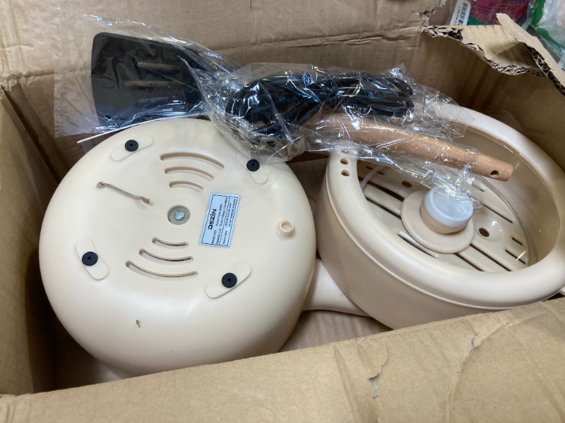Photo 1 of Dezin Electric Cooker, 2L Non-Stick Sauté Pan, Rapid Noodles Cooker, Mini Pot for Steak, Egg, Fried Rice, Ramen, Oatmeal, Soup with Power Adjustment, College Dorm Room Essential(Egg Rack Included)