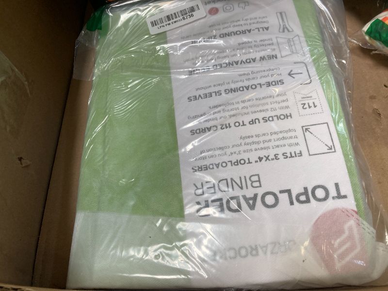 Photo 1 of FORZAROCKET 4 Pocket Toploader Binder, Holds 112 Top Loaders, 8 INCLUDED, Waterproof PU Leather, Archival Safe Pockets, Compatible with Sports, Trading Cards in 3"x4" Toploaders (Lime Green)
