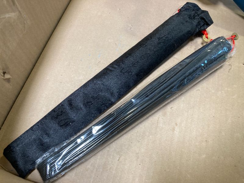 Photo 1 of   Large Folding Hand Fan Handheld Folding Fans Chinese Tai Chi Nylon Cloth Chinese Kung Fu Fan with Holder Sleeve for Men and Women Performance Dance Decorations Festival (Black)