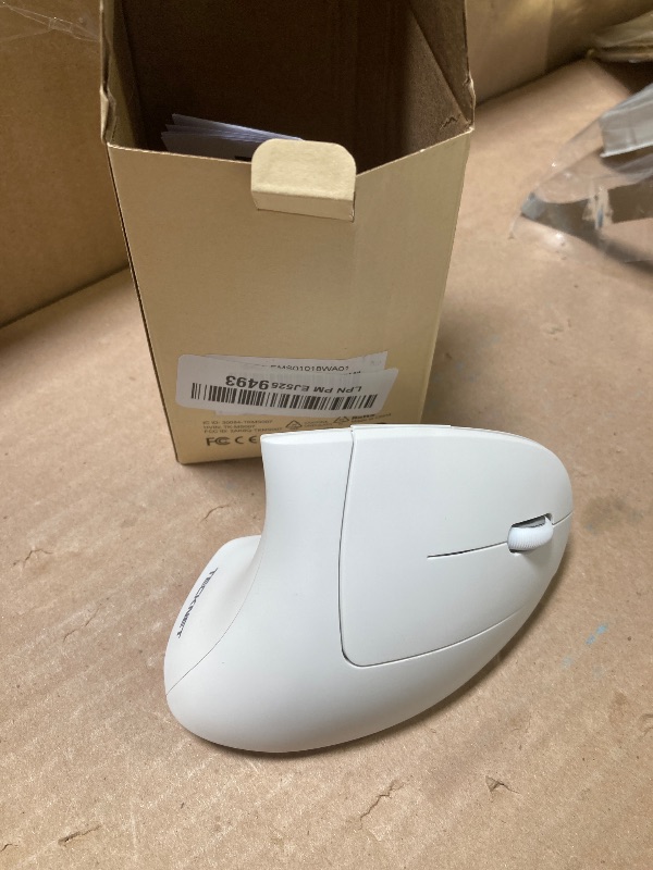 Photo 1 of TECKNET Ergonomic Mouse, Wireless Bluetooth Vertical Mouse, 4800 DPI Optical Tracking, 6 Adjustable DPI, Quiet Clicks, 2.4GHz with USB A Receiver, 6 Buttons, Wide Compatibility - White