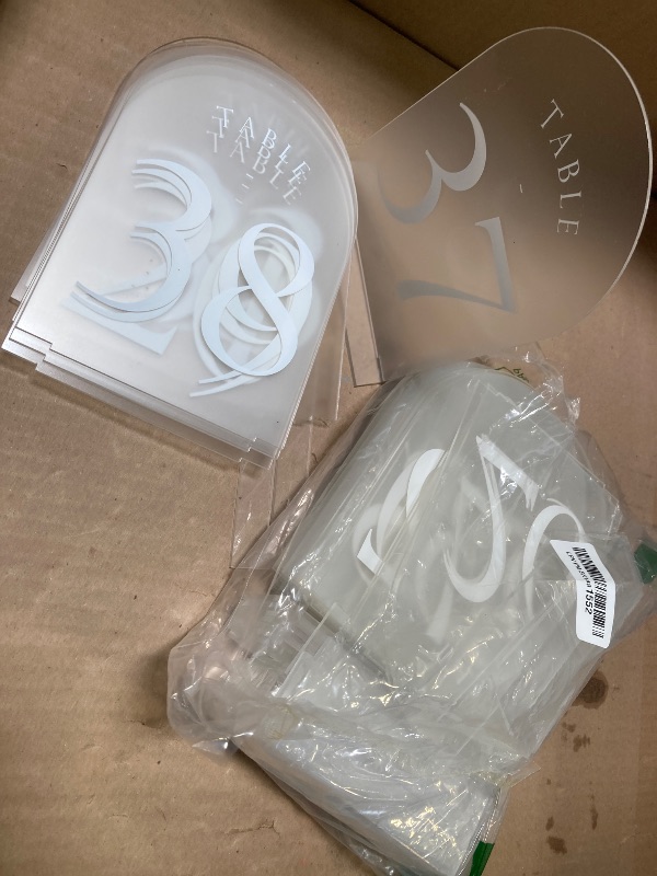 Photo 1 of  KOSKIMER Frosted Arch Wedding Table Numbers with Stands (Arch 5x7 Frosted  )
