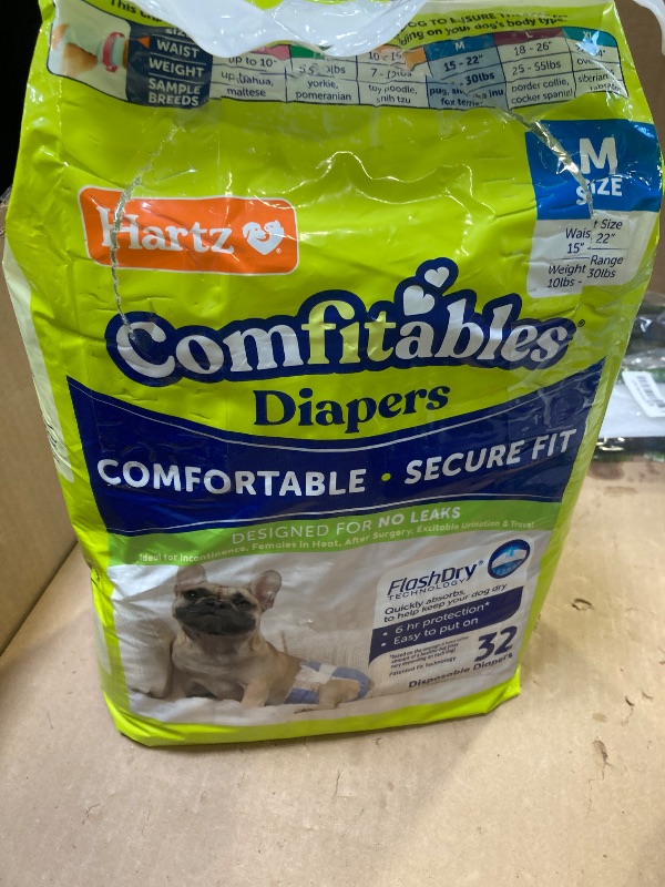 Photo 1 of Hartz Disposable Dog Diapers, Size M   Comfortable & Secure Fit, Easy to Put On