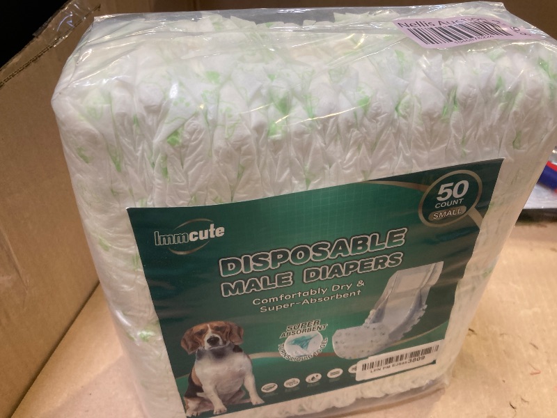 Photo 1 of IMMCUTE Dog Diapers Male Small 50 Ct, Male Dog Diapers Disposable with Wetness Indicator, Adjustable Puppy Diapers Male, Flashdry Gel Technology, Male Dog Wraps for Incontinence & Marking