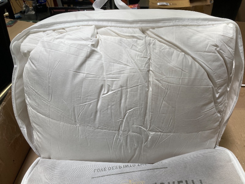 Photo 1 of L LOVSOUL Goose Feather Down Fiber Comforter King Size, 100% Organic Cotton Fabric Duvet Insert,1200TC,750+FP, Hotel Collection, All Season White Bedding Comforters with 8 Tabs
