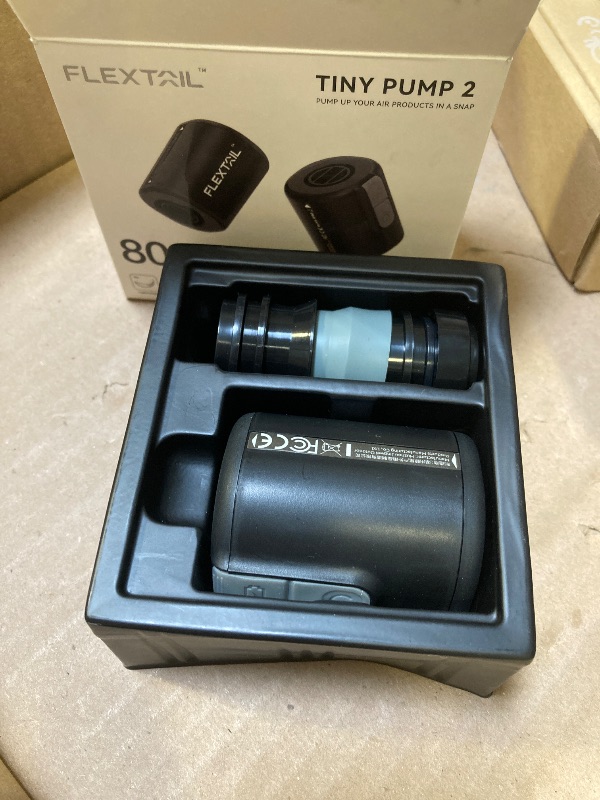 Photo 1 of FLEXTAILGEAR Portable Air Pump - Tiny Pump 2, Electric Air Pump for Inflatables 2.8oz Battery Inflator Rechargeable Air Mattress Pump for Sleeping Pads, Pool Floats, Swimming Rings Black 