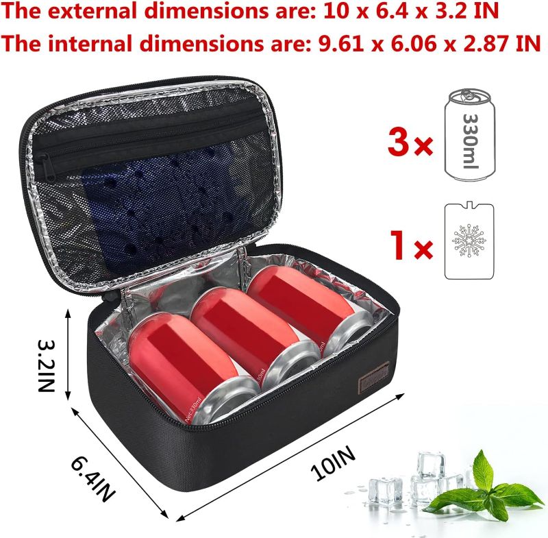 Photo 1 of Gloppie Small Lunch Bag for Adults & Kids - Compact Insulated Lunch Box, Durable & Food-Grade Lining | Portable Cooler for Work, School, Travel (Black)