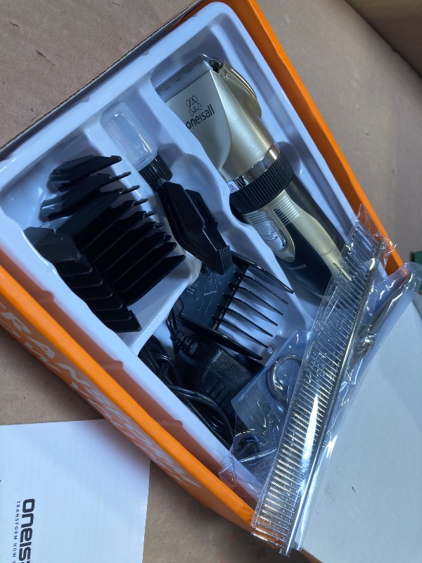 Photo 1 of oneisall Dog Clipper Low Noise, Dog Grooming Kit with Rechargeable, Dog Shaver Cordless Electric Quiet Hair Clipper Set for Dog Cats Pets?Gold?