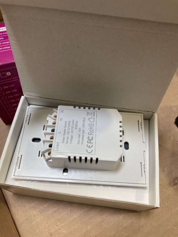 Photo 1 of YIFAN 40Amp Smart Water Heater Switch, 100/240V, 8000W, Requires Neutral Wire, 2.4GHz Wi-Fi, Compatible with Alexa & Google Home, No Hub Needed, White