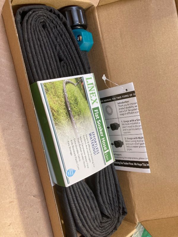 Photo 1 of LINEX Garden Flat Soaker Hose 1/2" x 15 ft for Garden Beds Drip Irriagtion Hoses Heavy Duty Save Water 80%