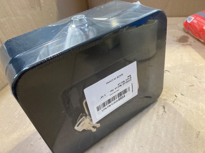 Photo 1 of Kyodoled Medium Cash Box with Money Tray,Small Safe Lock Box with Key,Cash Drawer,7.87"x 6.30"x 3.54" Black Medium