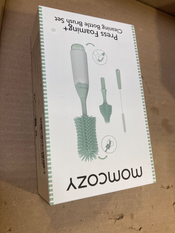 Photo 1 of Momcozy Bottle Brush Kit, Innovative Push-Press Design for Better Cleaning - Baby Bottle Cleaner Brush for Baby Bottle, Breast Pumps, Nipples, and More - Can Generate Foam for Better Cleaning, Green