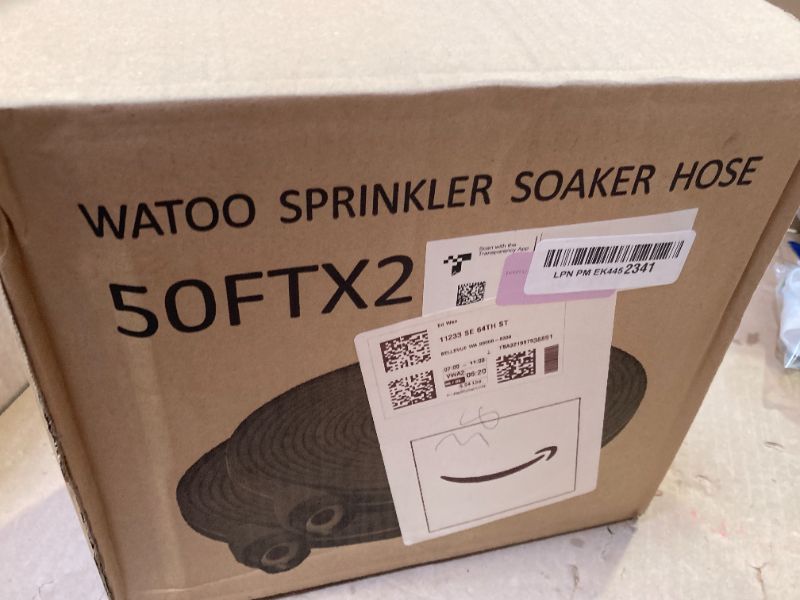 Photo 1 of Watoo 2025 Sprinkler Hose & Soaker Hose for Yard - 100 FT Reinforced Flat Garden Hose with Holes, Heavy Duty No-Kink Lawn Irrigation Hose (Includes Stakes, High Pressure Spray)
