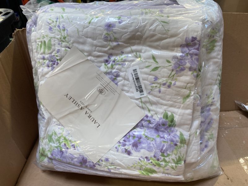 Photo 1 of Laura Ashley - King Quilt Set - Cotton Reversible Bedding with Matching Shams, Lightweight & Soft Decor (Keighley Lilac, King)