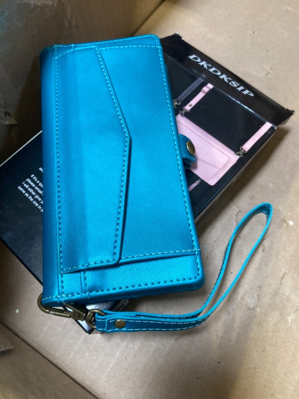 Photo 1 of DKDKSIP for Samsung Galaxy Z Fold 4 Wallet Case for Women with ?S Pen Holder?, RFID Blocking Card Holder, PU Leather Flip Phone Case with Crossbody Strap Wristlet Kickstand for Galaxy Z Fold 4, Blue
