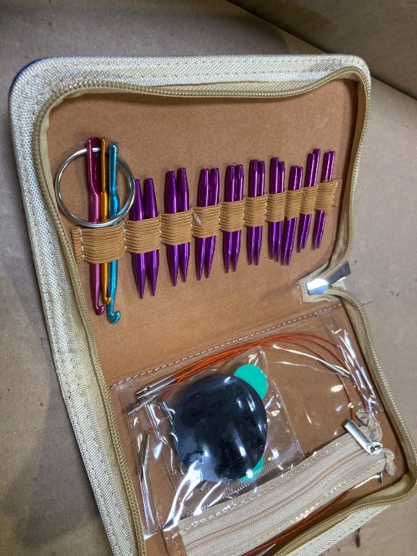 Photo 1 of Lewhoo Circular Knitting Needles Set with 4 Cables, 9 Pair Short Aluminum Knitting Needle with Case 3.0~6.0mm