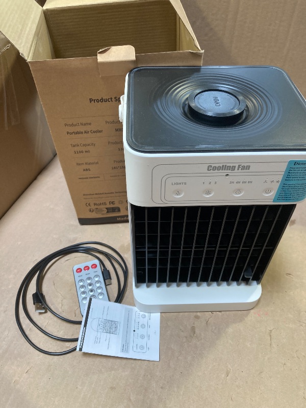 Photo 1 of Portable Air Conditioners for Bedroom, Dual Motor Evaporative Air Cooler with 3 Speeds & 3 Mist, 7 Color Night Light Cooling Fan with 2-8H Timer, 1100ML Personal AC Unit for Office Room
