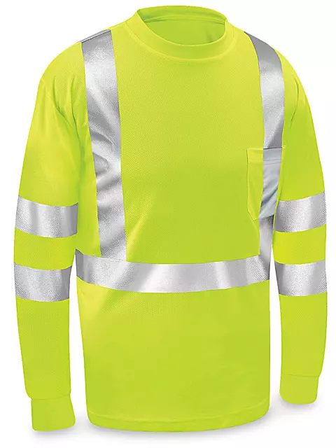 Photo 1 of M---DPSAFETY Hi Vis Safety Long Sleeve Shirts?High Visibility Class 3 T Shirts with Reflective Strips and Pocket, Quick Dry Mesh Construction Work Shirt for Men/Women  