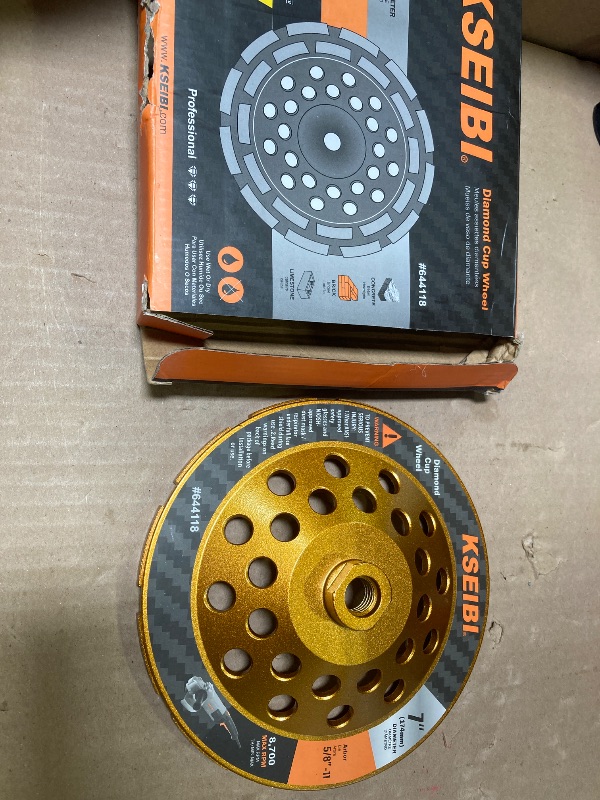 Photo 1 of KSEIBI 644118 Diamond Concrete Grinding Wheel 7" x 5/8"-11 for Polishing and Cleaning Stone Concrete Surface, Cement, Marble, Rock, Granite, and Thinset Removing, Angle Grinder Wheels Cup