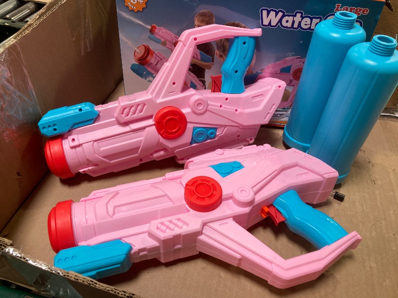 Photo 1 of 2 Pcs Water s for Kids, Super Squirt Gun Water Soaker Blaster - Big Size - 32ft Long Shooting Range - High Capacity - Quick Refill - Summer Water Toys Gun for Boys Girls and Adults Outdoor - Pink