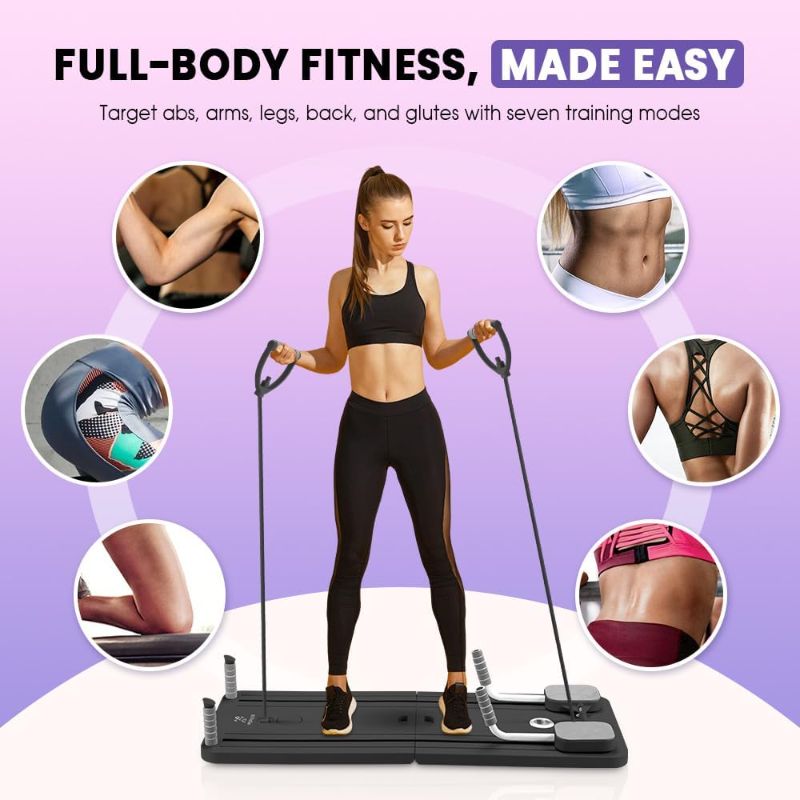 Photo 1 of Grey JANUA Pilates Board - Pilates Reformer Set, Multi-Purpose Foldable Pilates Reformer Board for Home, 5 in 1 Pilates Sliding Board