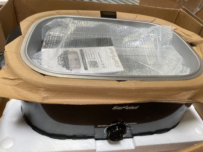 Photo 1 of Sunvivi Roaster Oven, Electric Roaster Oven with Viewing Lid, 30lb 26-Quart Turkey Roaster with Unique Defrost/Warm Function, Large Roaster with Removable Pan & Rack, Stainless Steel, Black
