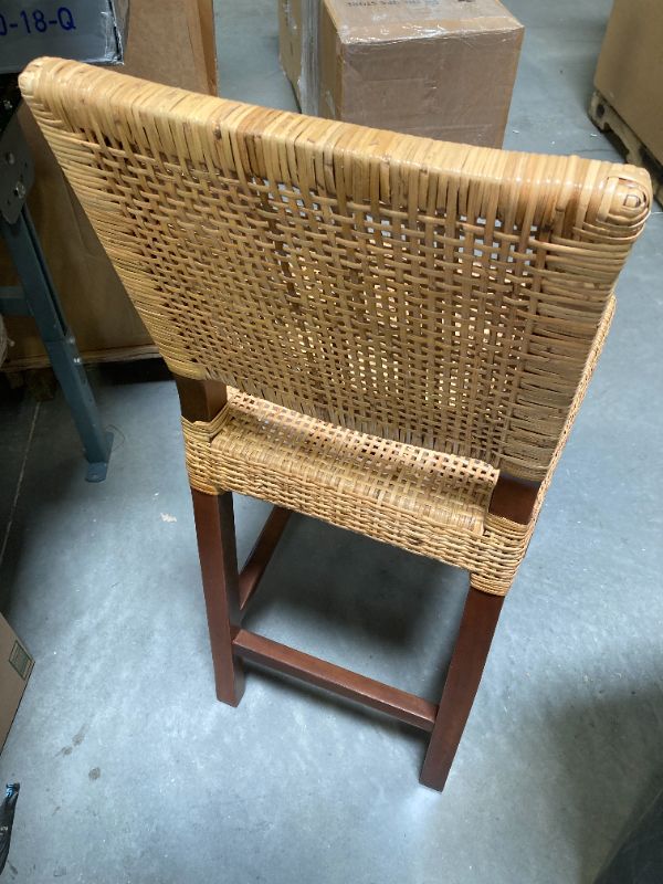 Photo 1 of 24in Baxton Studio Lesia Modern Bohemian Natural Brown Rattan and Walnut Brown Finished Wood Counter Stool

