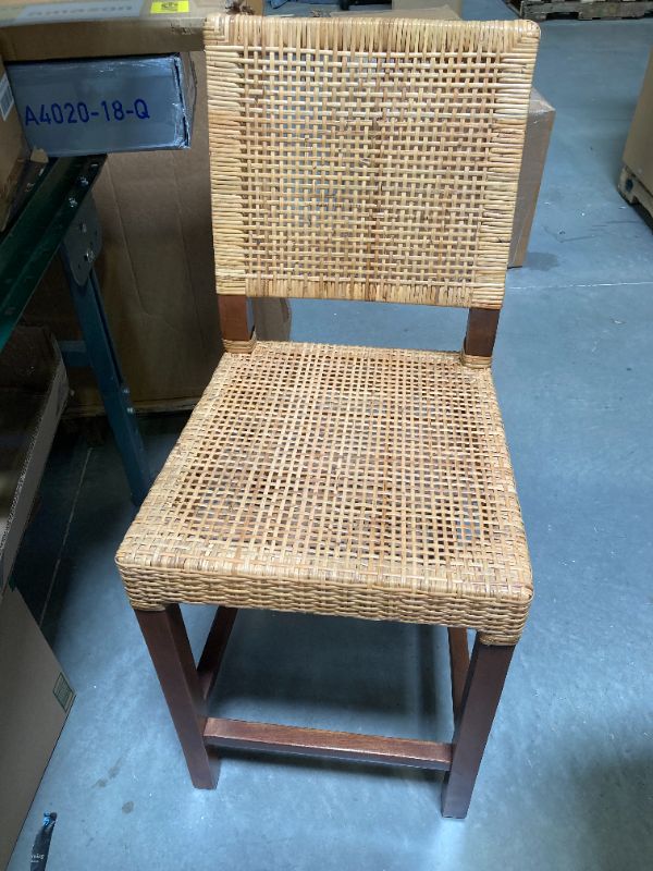 Photo 1 of 24in Baxton Studio Lesia Modern Bohemian Natural Brown Rattan and Walnut Brown Finished Wood Counter Stool