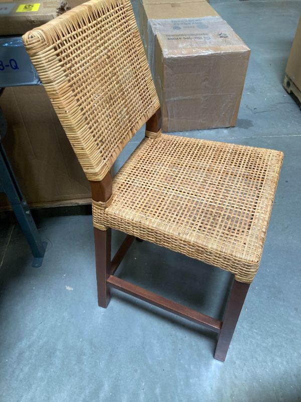 Photo 1 of 24in Baxton Studio Lesia Modern Bohemian Natural Brown Rattan and Walnut Brown Finished Wood Counter Stool
