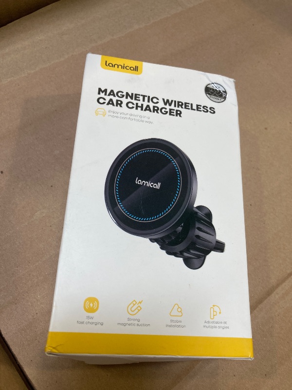 Photo 1 of Lamicall 15W for Magsafe Car Mount Charger - [3-in-1 Upgraded Intelligent Chip] 360° Wireless Car Phone Holder Charger Vent Dashboard Magnetic Phone Holders for Your Car for iPhone 16 15 Pro Max