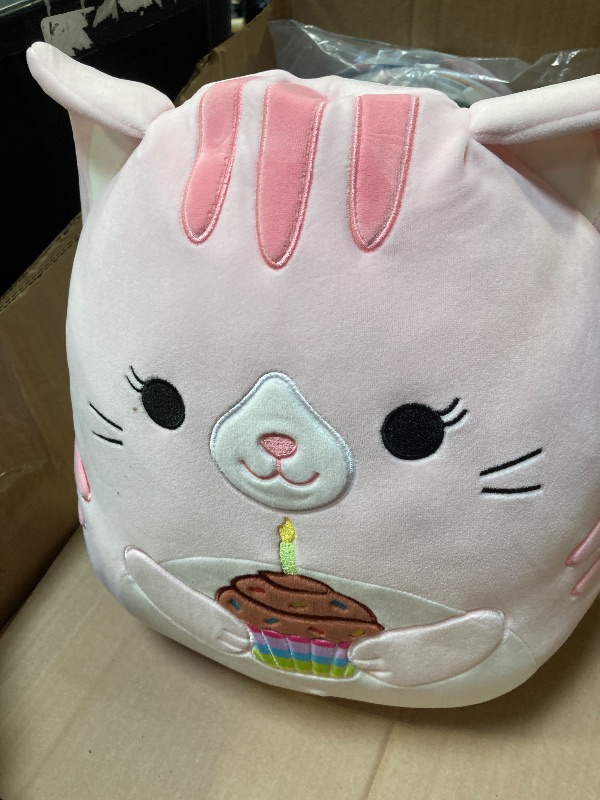 Photo 1 of Squishmallows Original 14in Laura The Pink Tabby Cat Holding Birthday Cupcake – Official Jazwares Plush (Large)