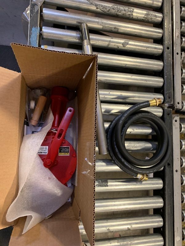 Photo 1 of Fill-Rite FR112 Fuel Transfer Rotary Hand Pump w/Discharge Hose, Straight Spout, Vacuum Breaker, & Suction Pipe