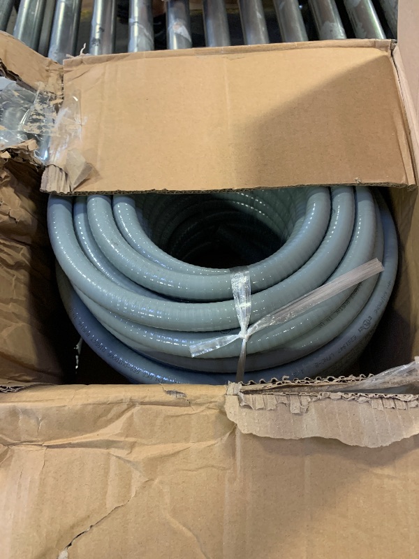 Photo 1 of Neorexon 1/2" Liquid-Tight PVC Conduit Kit, 100ft with 10 Connectors, Grey, 5 Straight & 5 90-Degree Fittings, UL Certified, Flexible, Easy Installation, Multi-Application