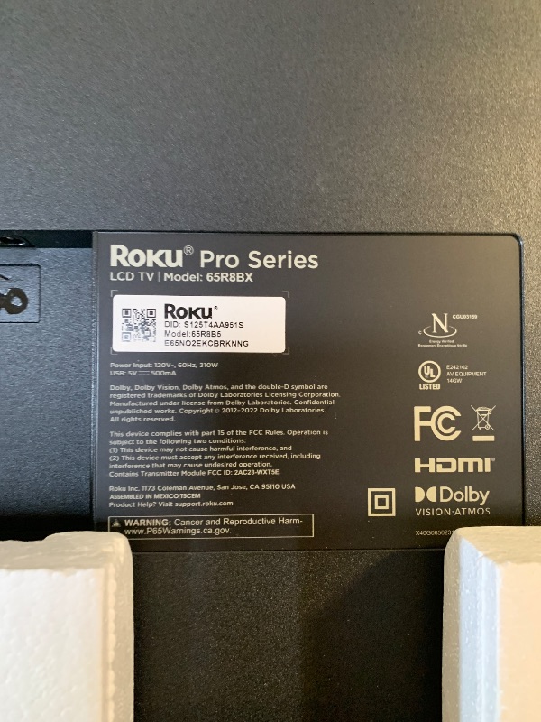 Photo 1 of Roku Smart TV – 65-Inch Pro Series 4K QLED RokuTV with Backlit Roku Voice Remote Pro, Dolby Vision IQ, 120Hz Refresh Rate – Live Local News, Sports, Gaming