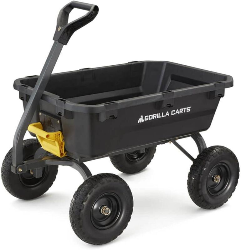 Photo 1 of Gorilla Carts 7GCG-NF Heavy-Duty Poly Dump Garden Cart with No-Flat Tires, 7 Cubic Feet, 1200-Pound Capacity, Black, Amazon Exclusive
