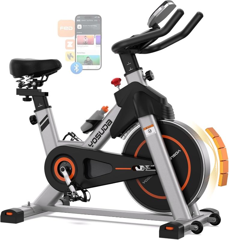 Photo 1 of YOSUDA Exercise Bike, Brake Pad Stationary Bike for Home with Exclusive App, Magnetic Indoor Cycling Bike with 300 lb Weight Capacity, Low Noise, Tablet Holder and Fitness Courses for Weight Loss
