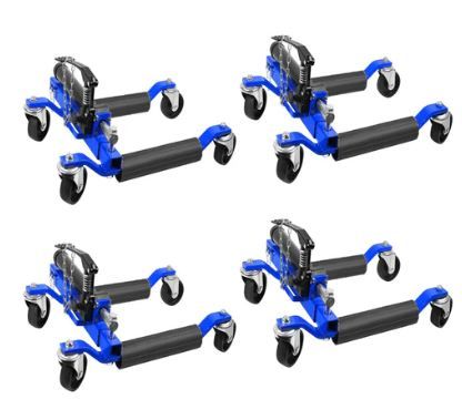 Photo 1 of  Garvee Hydraulic Wheel Dolly Set - 4 Pack, 1500 lbs Capacity Each, Heavy Duty Steel, Vehicle Positioning Dolly with Hydraulic Tire Jack, Blue, Ideal for Moving Cars, Trucks, RVs, and Trailers - Combination
