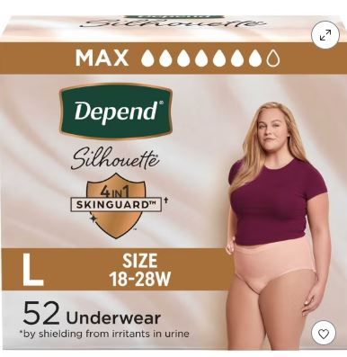 Photo 1 of Depend Silhouette Incontinence & Postpartum Underwear for Women - Maximum Absorbency - L - Pink - 52ct
