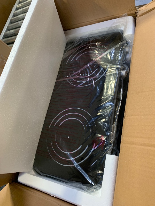 Photo 1 of AMZCHEF Double Induction Cooktop with Removable Griddle Pan Non-stick, 1800W 2 burner Portable Induction Stove With Sensor Touch 9 Power Levels, 99 Min Timer, Black