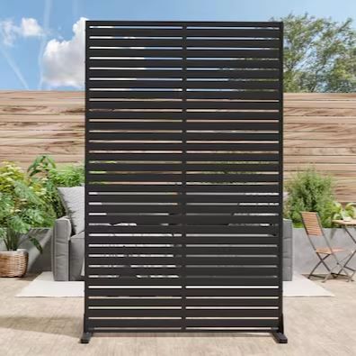 Photo 1 of GlasFlength 6 Panel Outdoor Privacy Screen HDPE Wind Resistant Versatile Patio Garden Divider with Easy Assembly Multi Purpose Outdoor Screen for Air Conditioner Trash Can Storage Black
