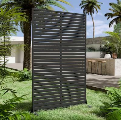 Photo 1 of GlasFlength 6 Panel Outdoor Privacy Screen HDPE Wind Resistant Versatile Patio Garden Divider with Easy Assembly Multi Purpose Outdoor Screen for Air Conditioner Trash Can Storage Black
