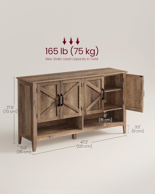 Photo 1 of VASAGLE LIRY Collection - Shoe Cabinet, 3-Tier Storage Organizer, Shoe Shelf, Farmhouse Freestanding Cabinet, Height-Adjustable Shelf, 13.8 x 47.2 x 27.6 Inches, Honey Brown ULBC039B01
